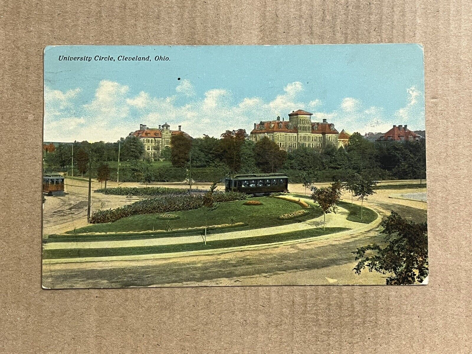 Postcard Cleveland Ohio OH University Circle Trolley Train Car Vintage 1911 PC