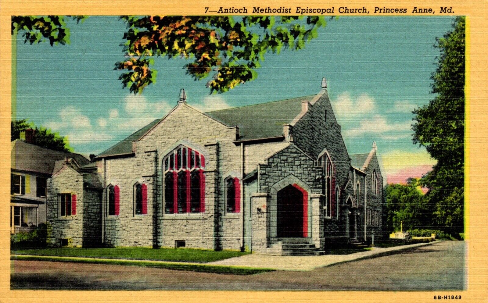 Postcard Antioch Methodist episcopal church Prince Anne Maryland