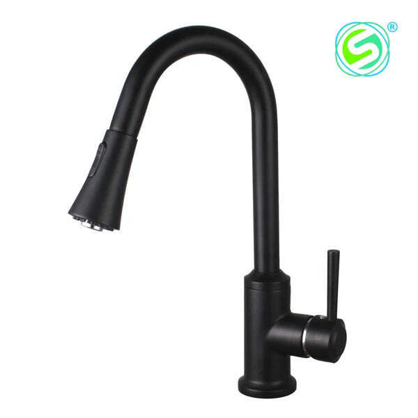 CXWN88486-BL-C BLACK Pull-Out Kitchen Faucet – Metal Sprayer-
