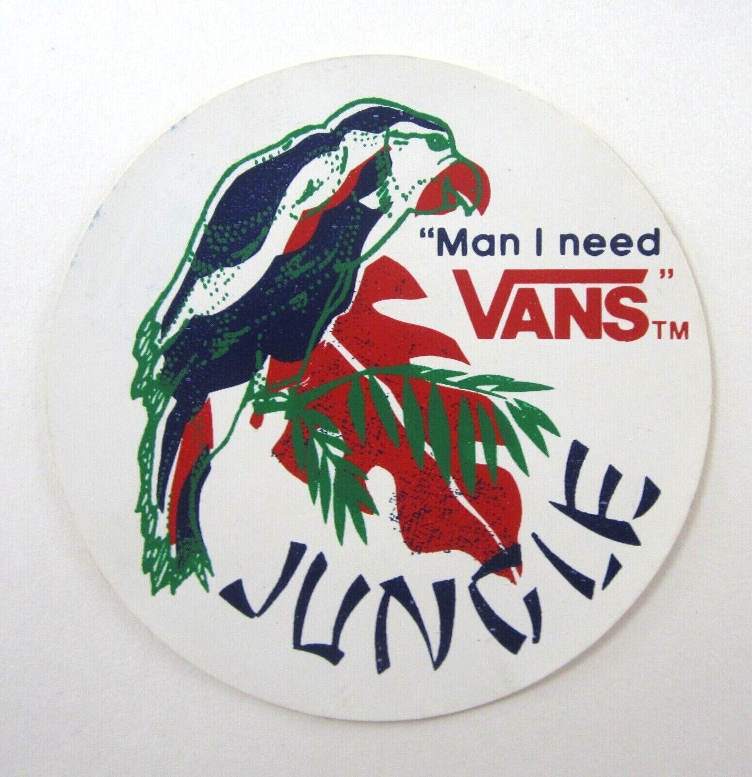 Vintage Vans Skateboard Shoes Decal Parrot Jungle Screen Print 1980-90s