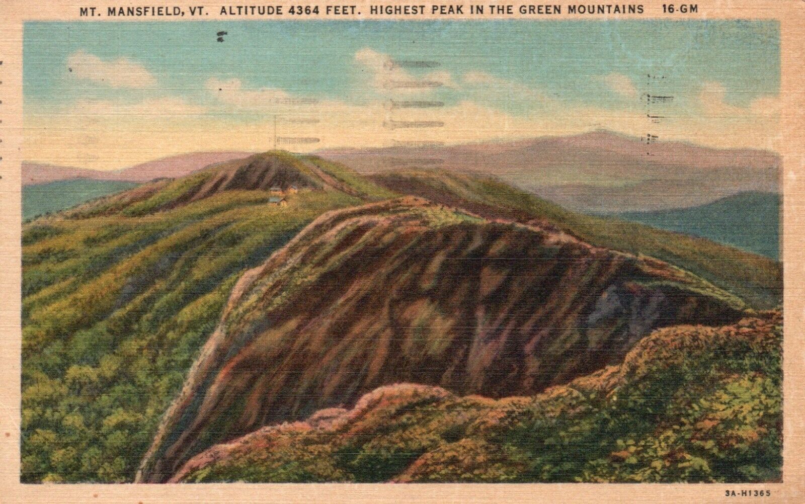 Green Mountains, VT, Mt. Mansfield, 1952 Linen Vintage Postcard b6651
