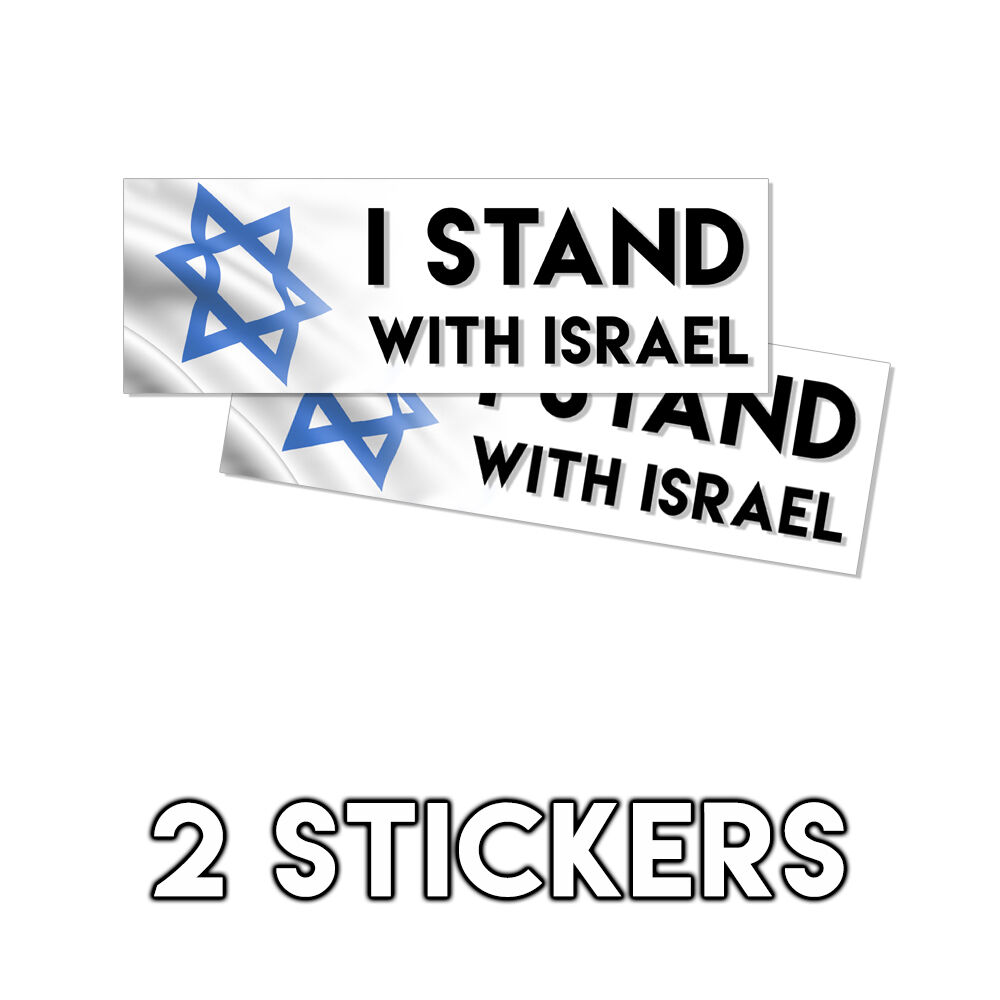 I Stand With Israel Jewish Jew Bumper Sticker - Christian Religion 2 Pack 3x9in 