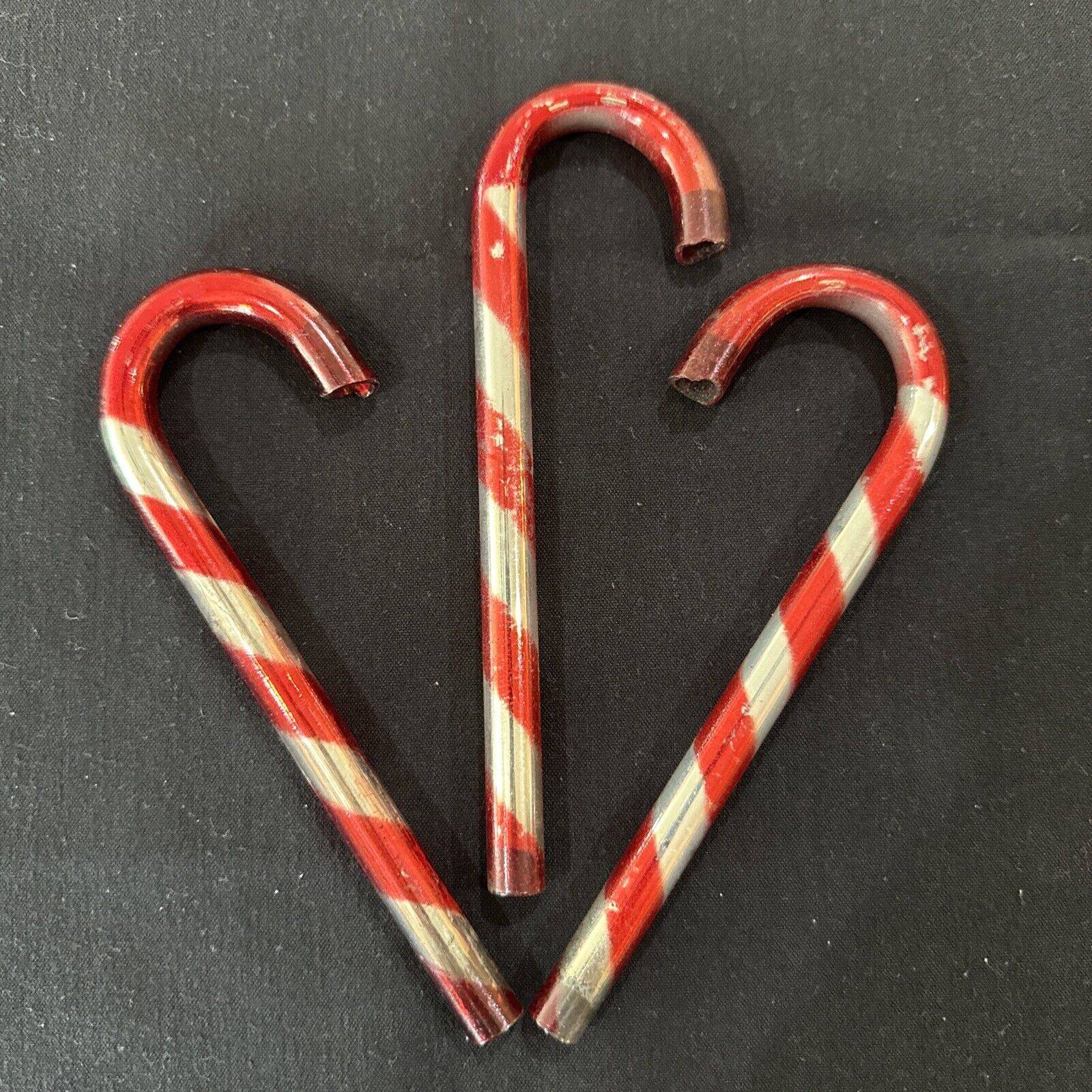 Vintage Kentlee CHRISTMAS Mercury Glass Ornament CANDY CANE Red Stripes Set of 3