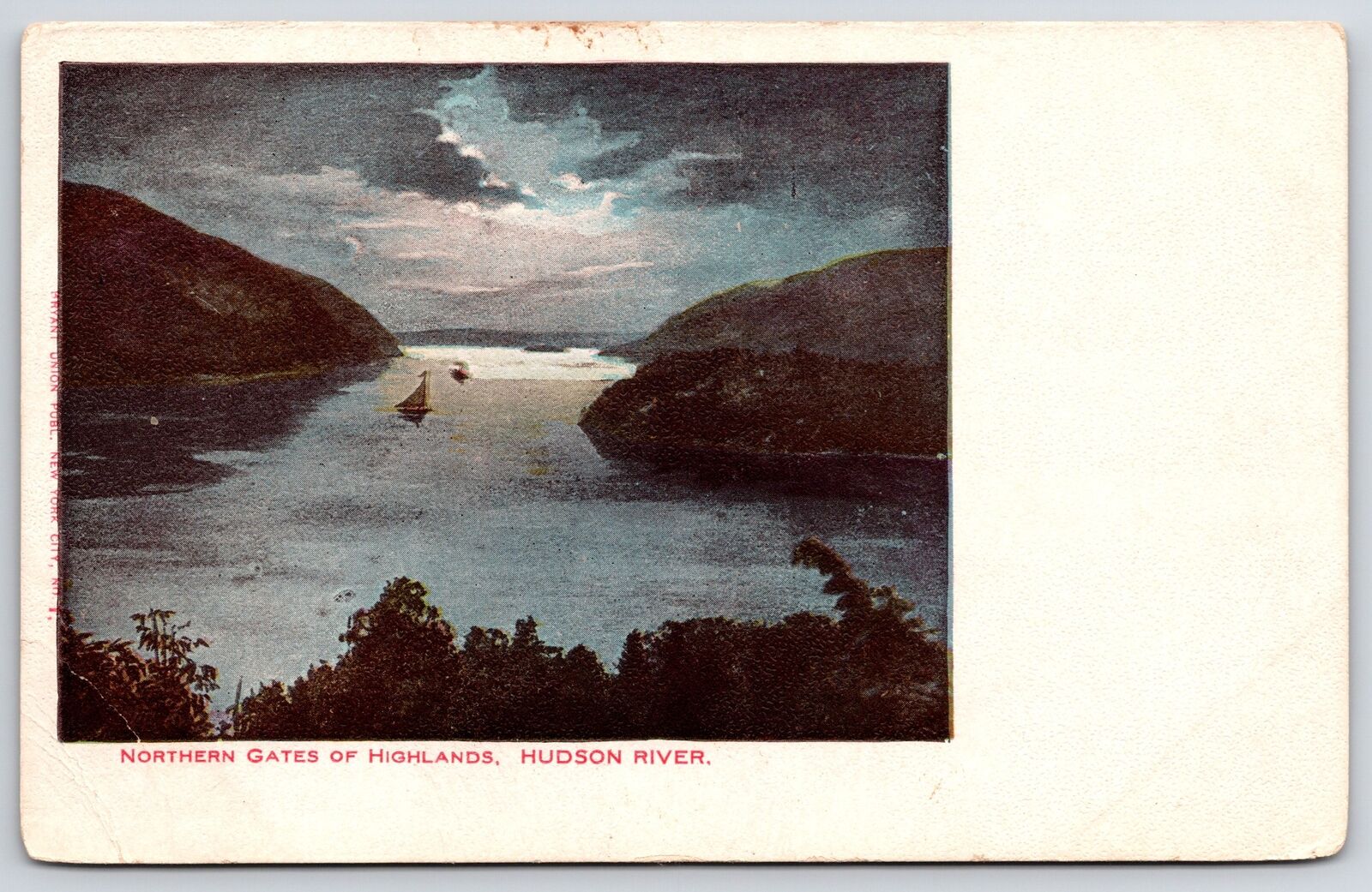 Northern Gates Of Highlands Hudson River New York Sailboat And Mountain Postcard