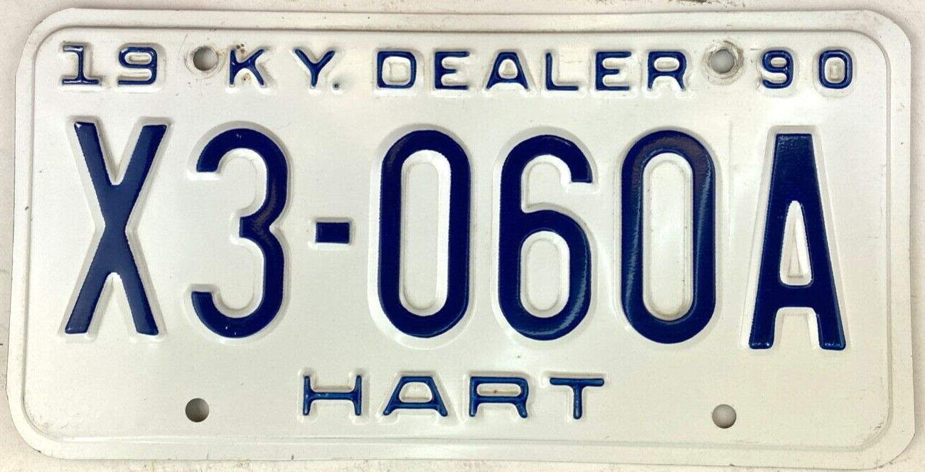Kentucky 1990 Dealer License Plate Garage Vintage Hart Co Wall Decor Collector