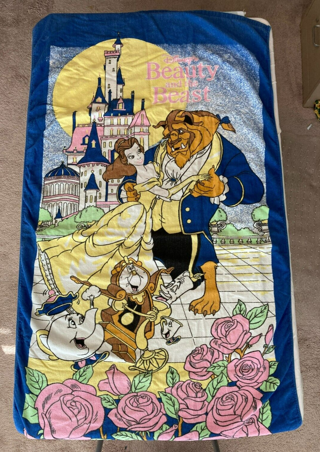 Vintage 1990\'s Disney Beauty & the Beast Beach Towel 57\