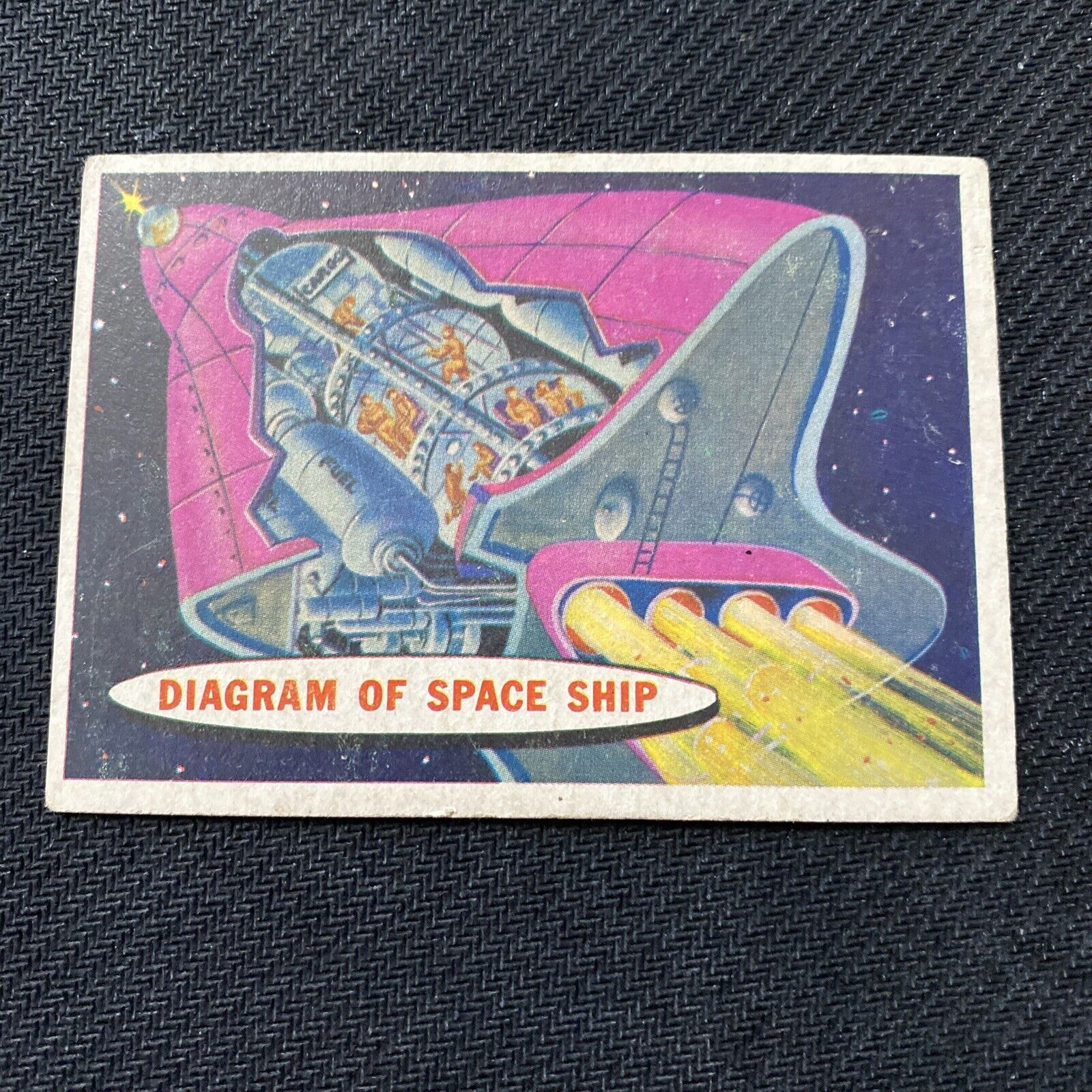 1957 Topps Space Card Target Moon #19 Diagram Of Spaceship Blue Back