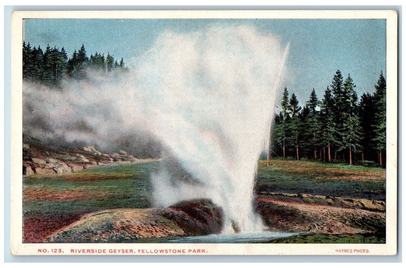 Yellowstone Park Wyoming WY Postcard Riverside Geyser Haynes Photo c1910\'s