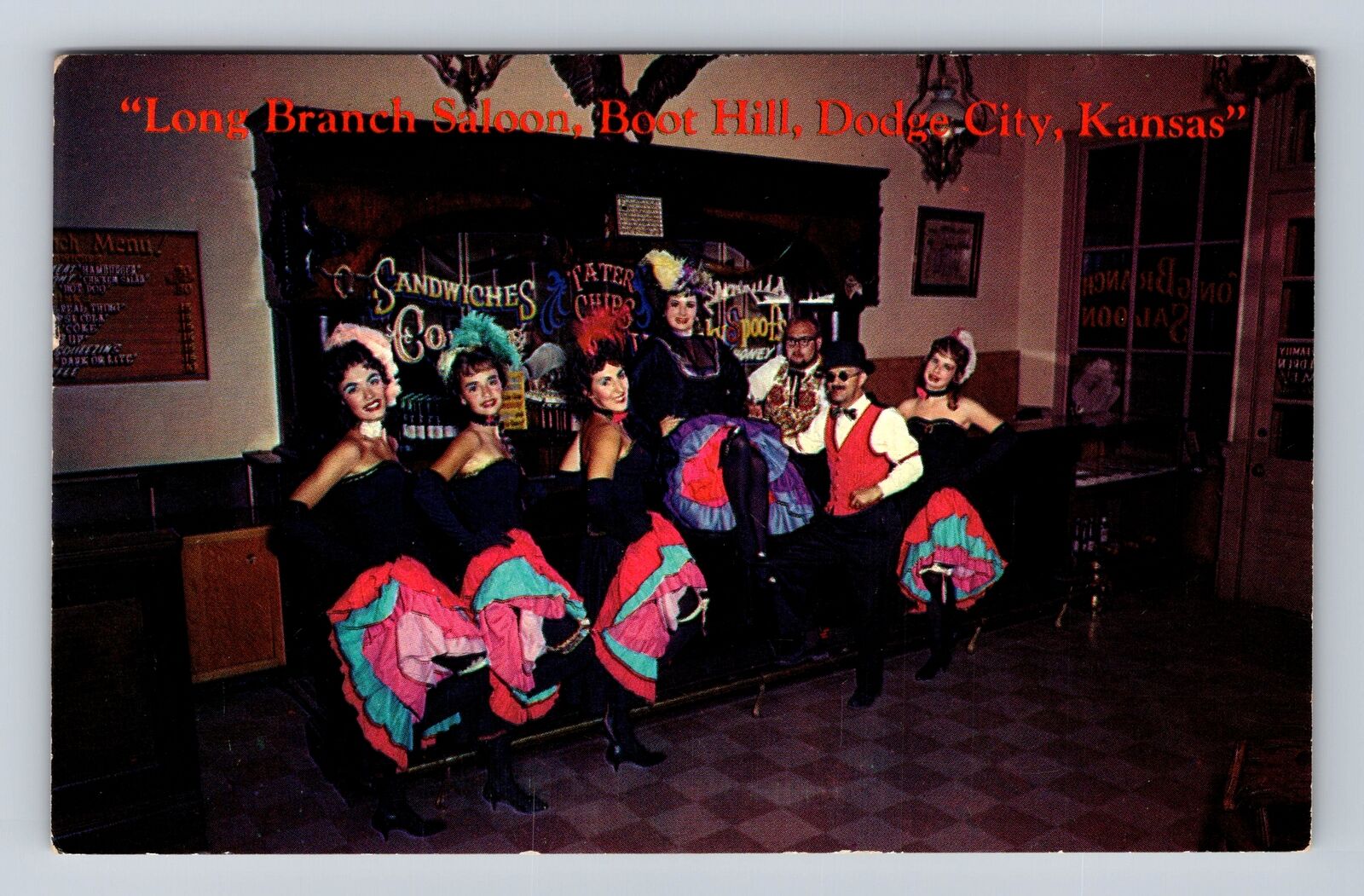 Dodge City KS-Kansas, Long Branch Saloon, Can Can Girls, Vintage c1962 Postcard