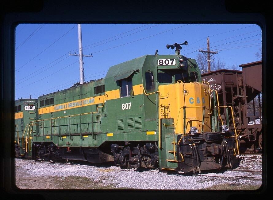 Original Railroad Slide CAGY Columbus & Greenville 807 CF7 at Greenwood, MS