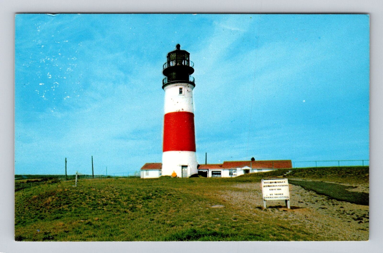 Nantucket MA-Massachusetts, Sankaty Head Light House, Vintage Souvenir Postcard
