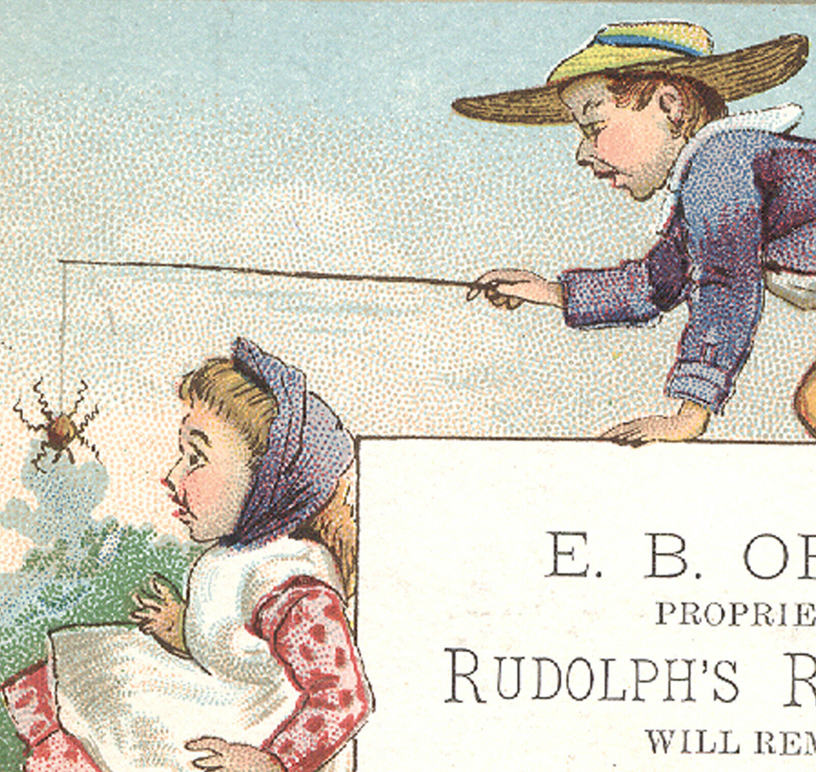 5/10/1881 RUDOLPH\'S RESTAURANT MOVED TO 200 BROADWAY TRADE CARD, BOY PRANK A601 