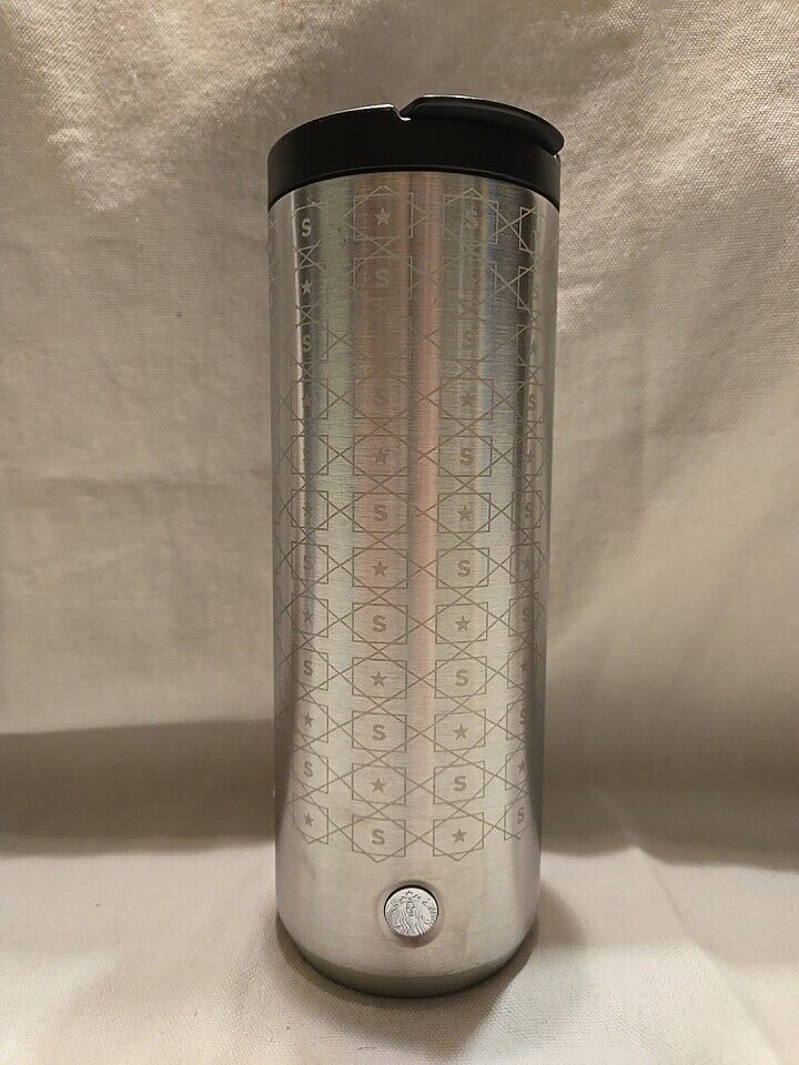 Starbucks Travel Mug Cup Tumbler Star Silver Stainless Steel 16oz Insulated 2018
