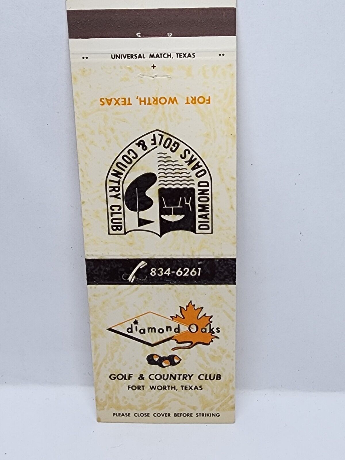 Vintage Matchbook Cover - DIAMOND OAKS Golf & Country Club Fort Worth Texas TX