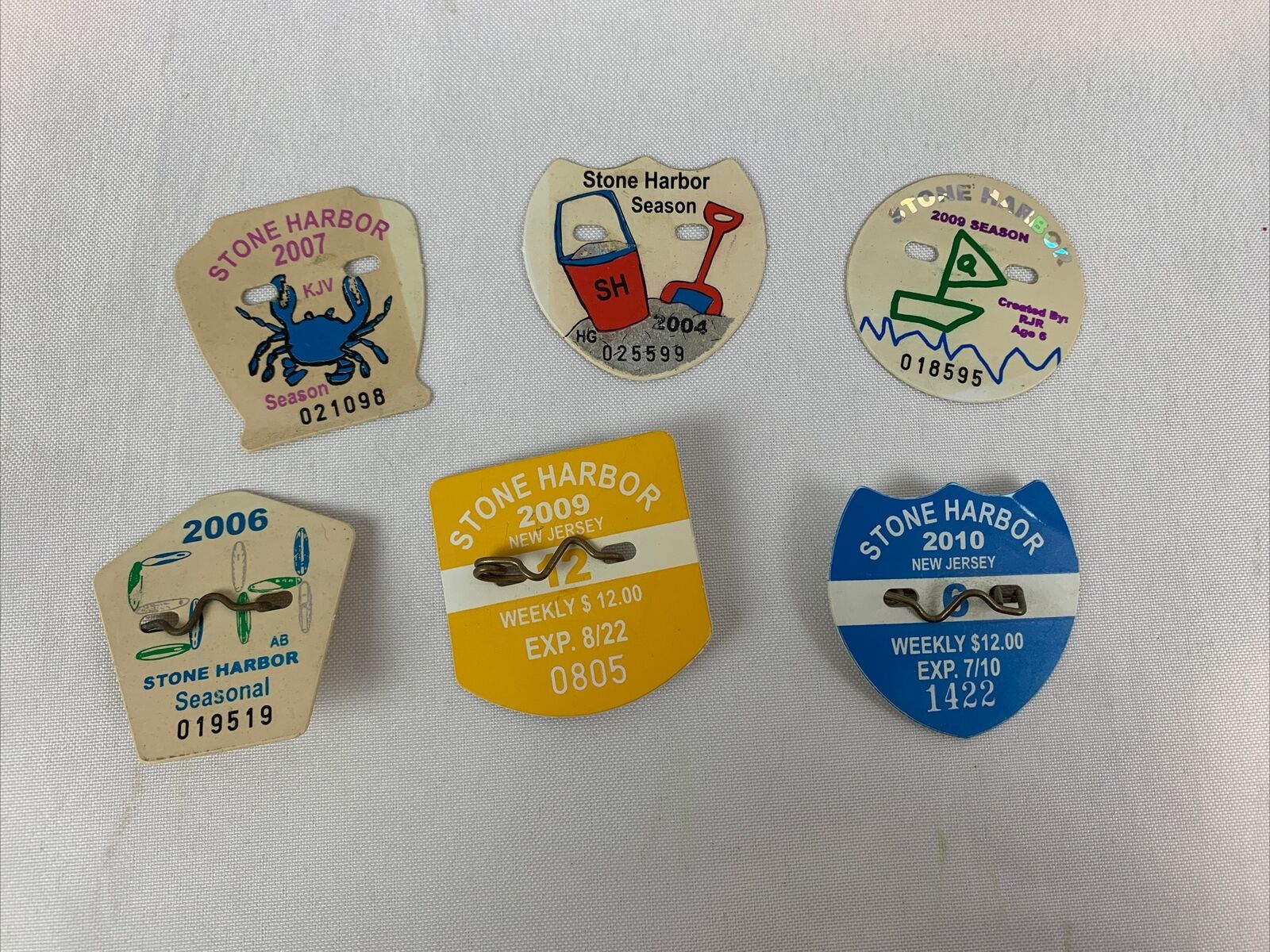 Lot of 6 - Beach Tags for Stone Harbor New Jersey