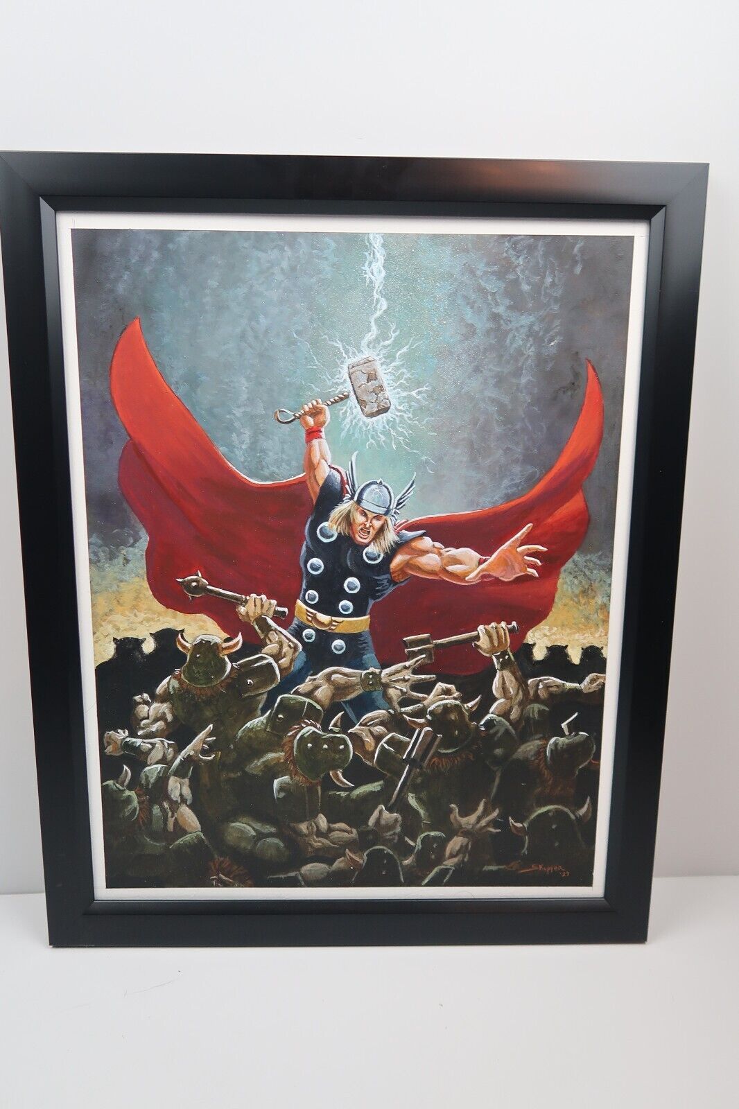Original Thor Painting Framed 16x20 Illustration Board