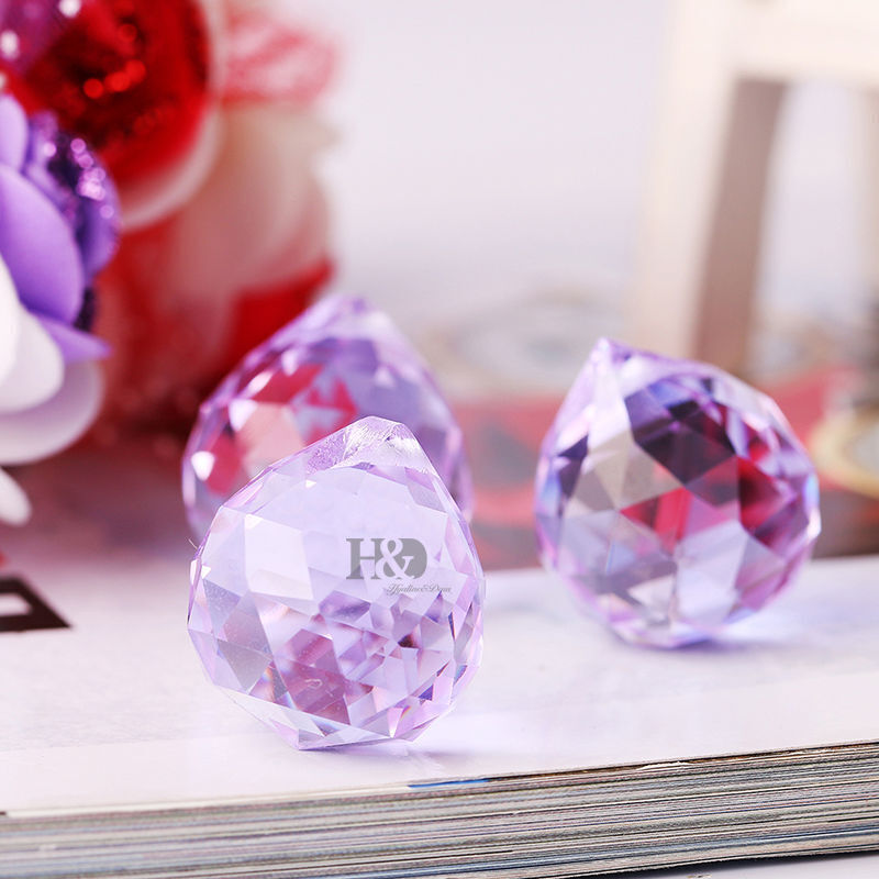 5pcs Purple Crystal Chandelier Light Ball Prisms Suncatcher Drops Pendants 20mm