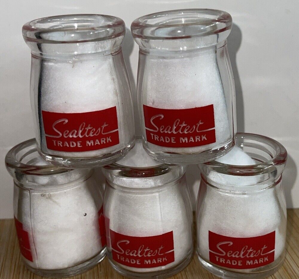 5 Vintage miniature dairy creamer jars mini Sealtest Quality