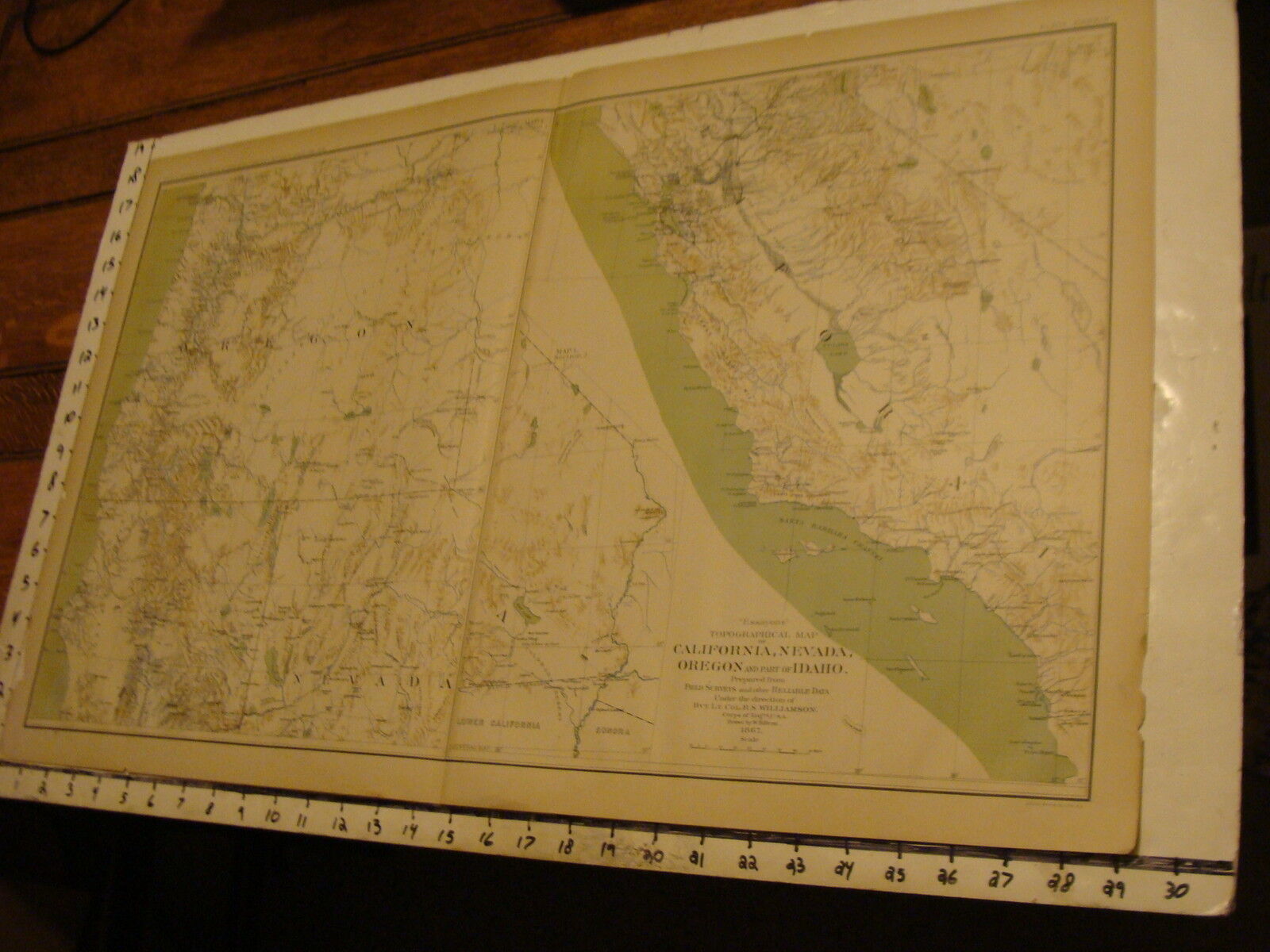 1890\'s Vintage CIVIL WAR MAP: General Topo CALIFORNIA, Nevada, Oregon, Idaho