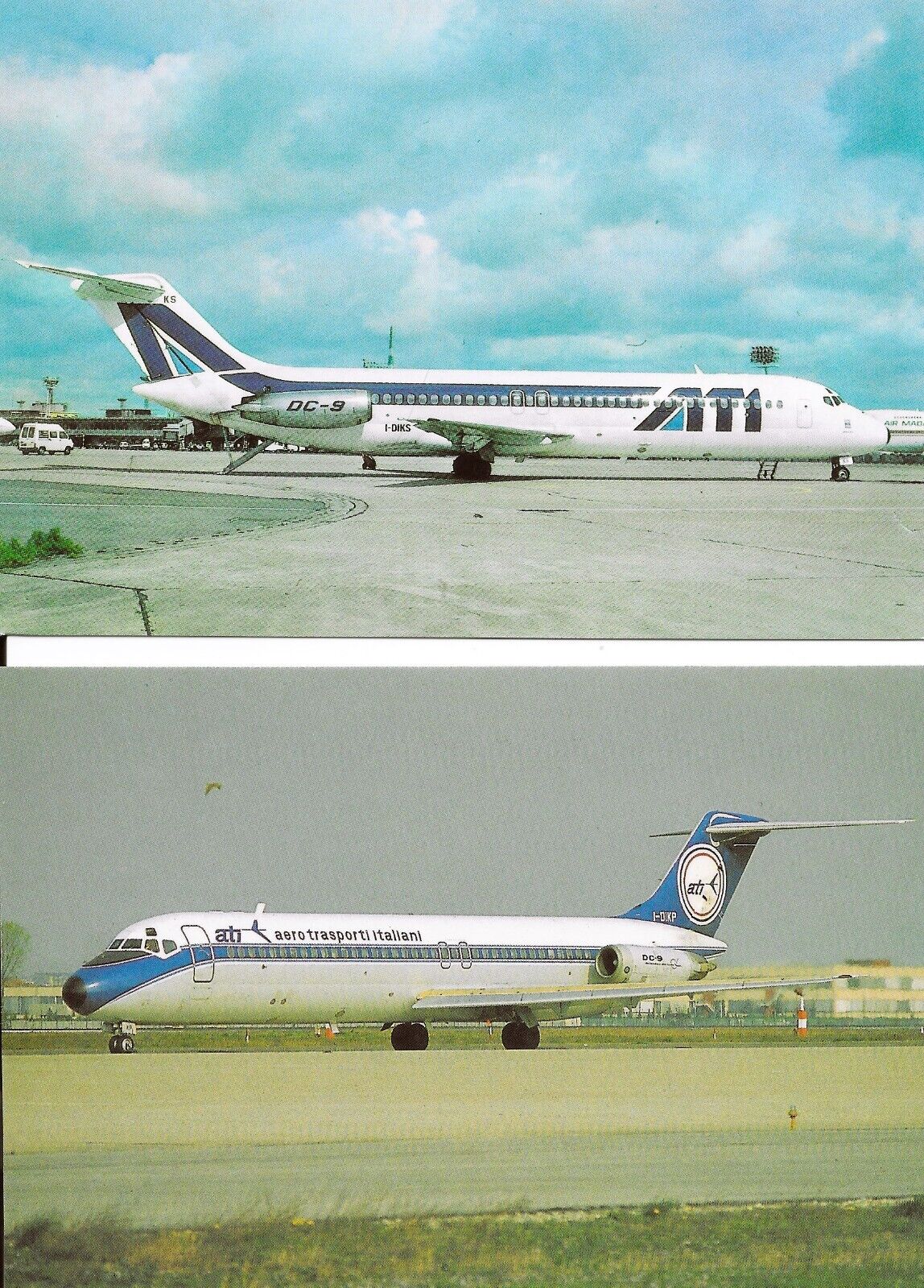 ATI Aero Transporti Italiani 2 McDonnell Douglas DC-9 Postcards,