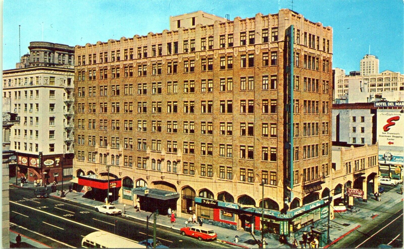 San Francisco Califronia Postcard 1950s Pickwick Motor Hotel Mike Roberts LF