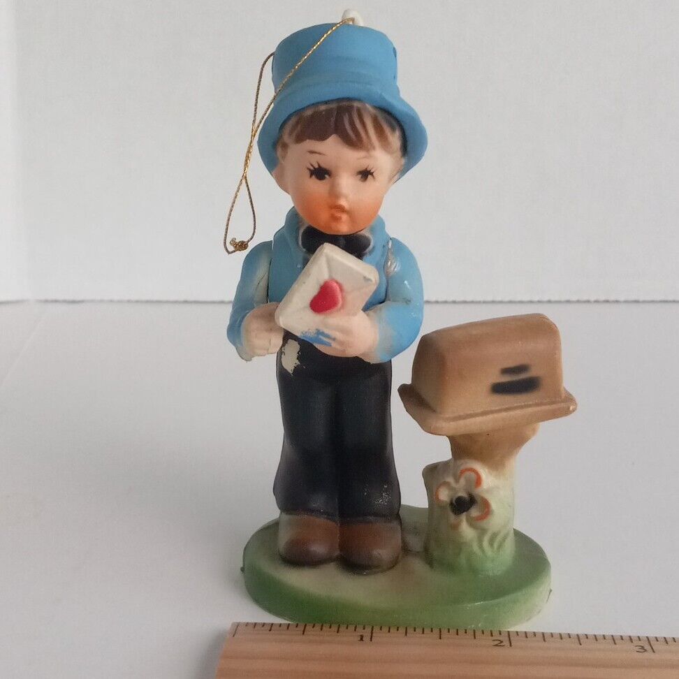 Vtg TLC Hard Plastic Valentine’s Boy Figurine Mailman Ornament Postal Worker