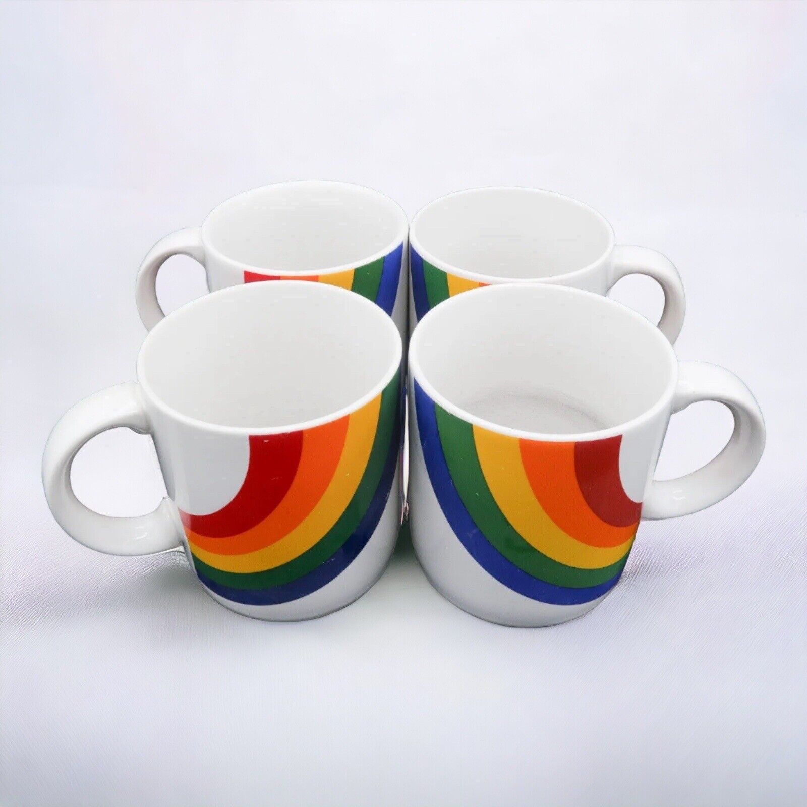 VTG 1984 FTDA Rainbow Retro Pride Coffee Mug SET OF 4 12oz 🌈