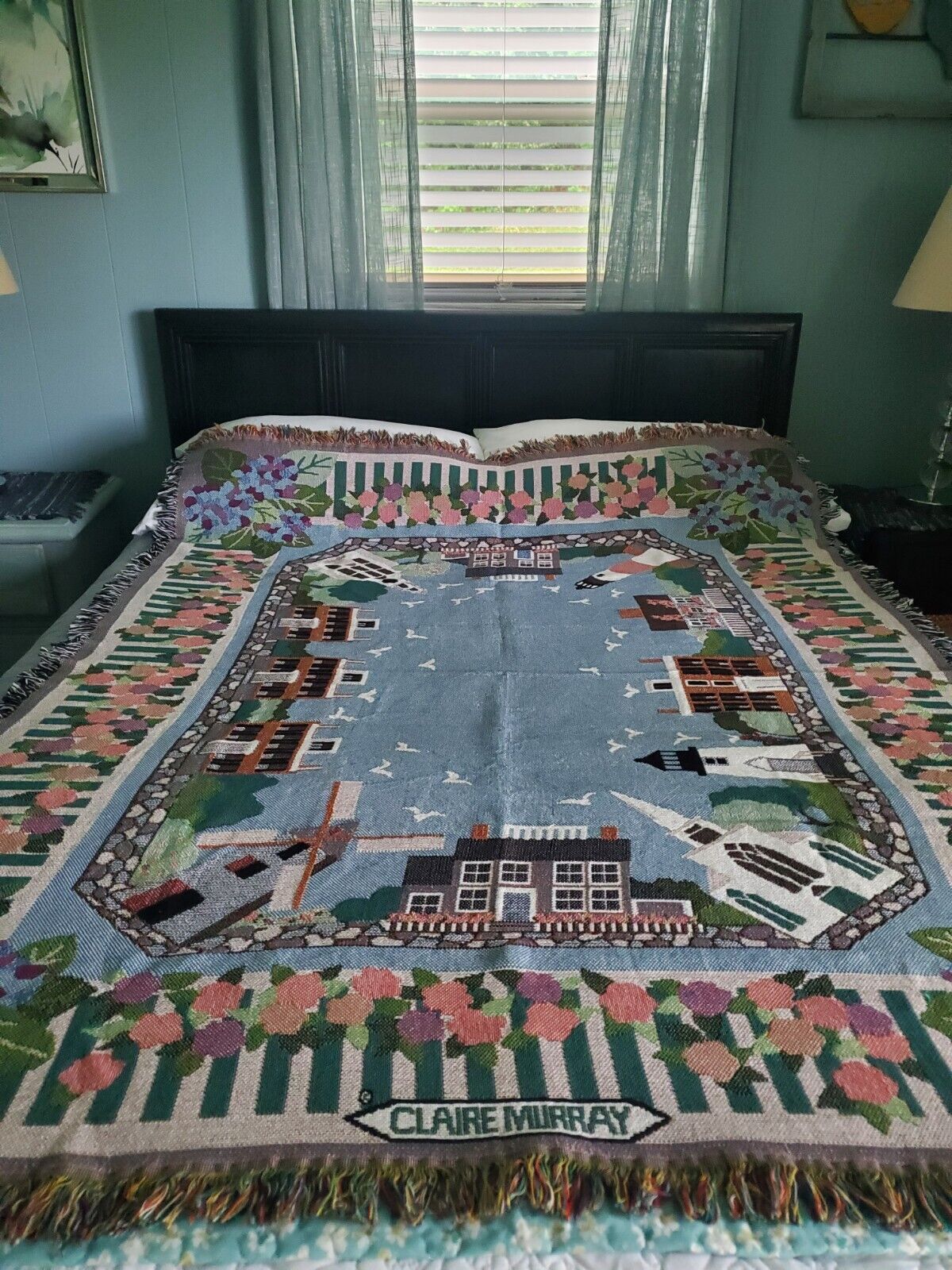 Vintage CLAIRE MURRAY Nantucket Village Throw Blanket