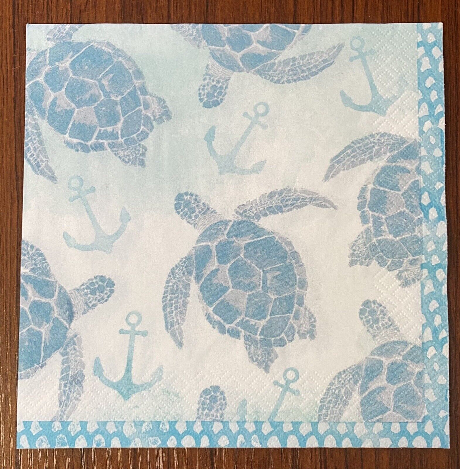 TWO Individual Decoupage Paper Napkins (278) - Luncheon - Turtle Anchors