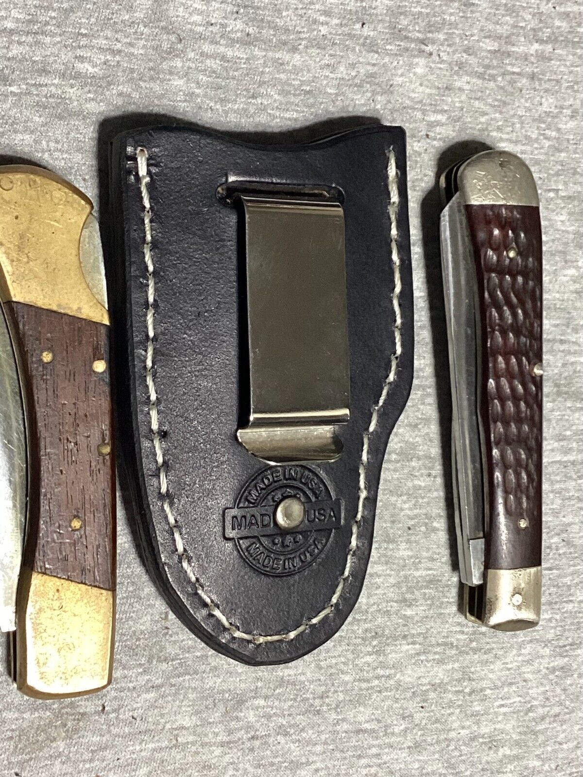 Personalized Buck 110, 112, Trapper, & Others Leather Folding Knife Clip Sheath