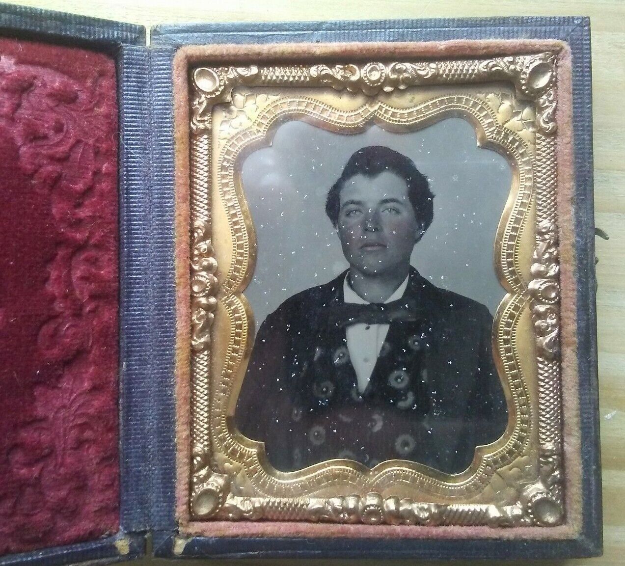Handsome Gentleman Wearing Floral Patterned Waistcoat 1/16 Plate ambrotype