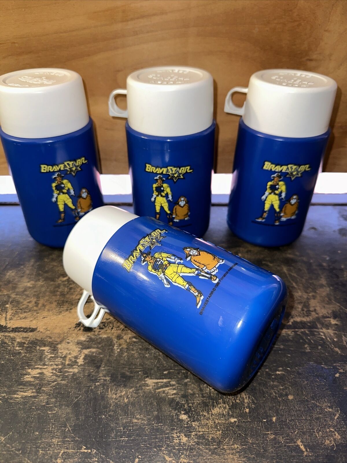 4 Vintage Bravestar Thermoses 1986 Brave Star New Old Stock Thermos
