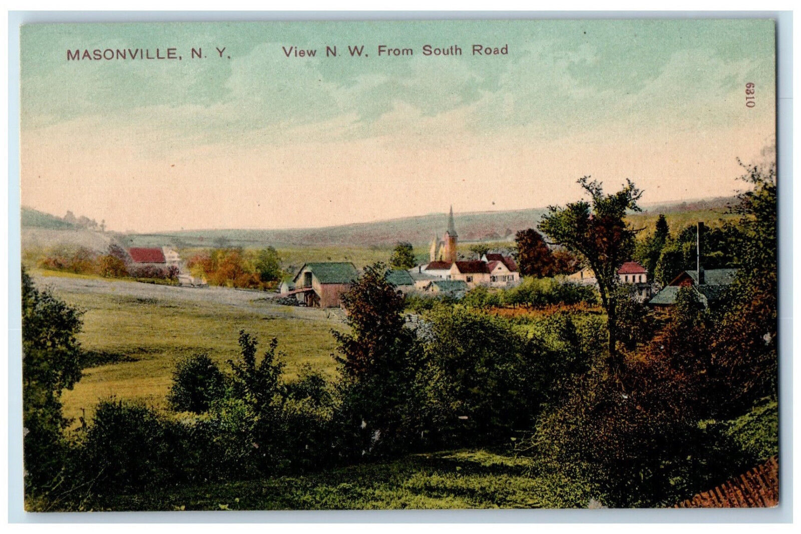 c1910 View of N.W. from South Road Masonville New York NY Unposted Postcard