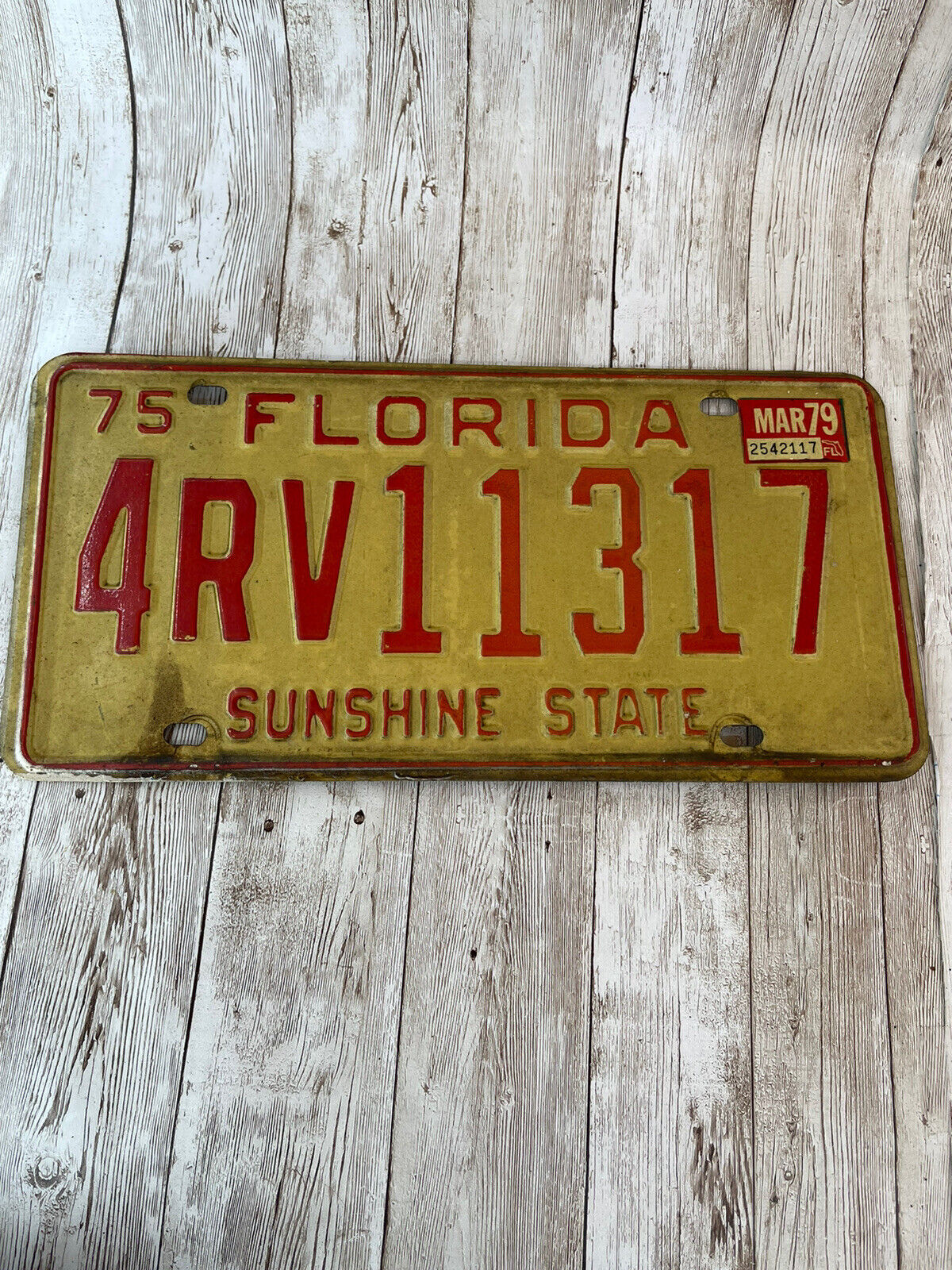 1975 Florida License Plate Orange Sunshine State #4RV11317 Can Register 70s RV