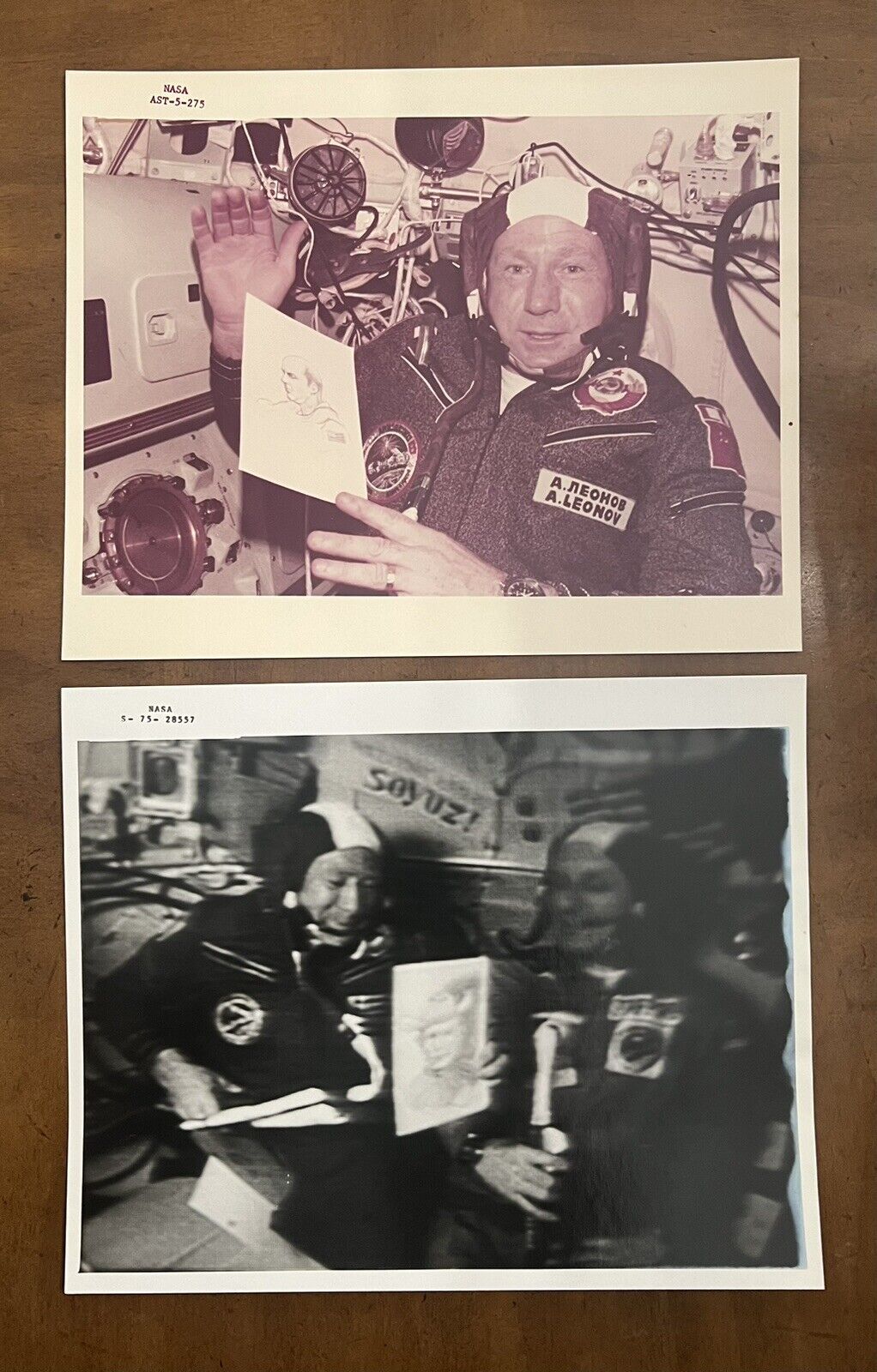 2 Vtg Kodak NASA Photos of Soviet Comm. A. Leonov - Apollo Soyuz Test Project