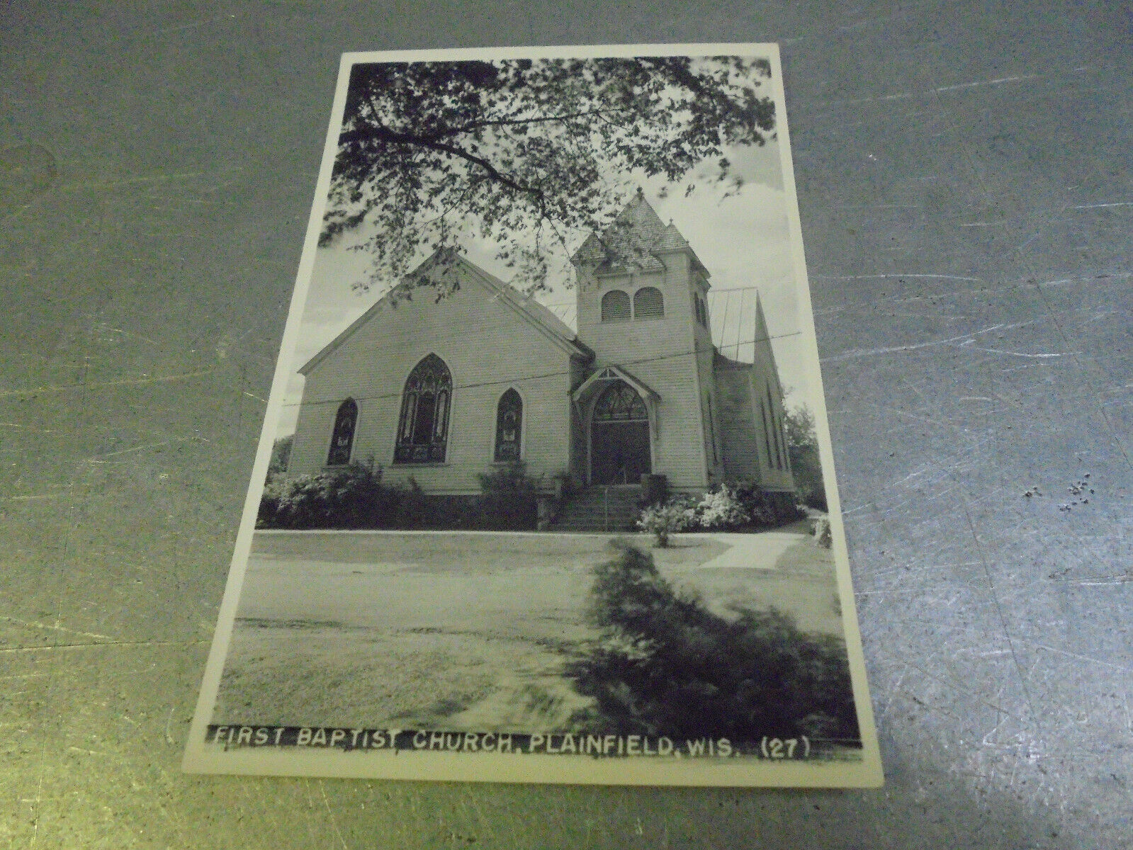 Real Photo Postcard First Baptist Church, Plainfield, Wis. Wisconsin