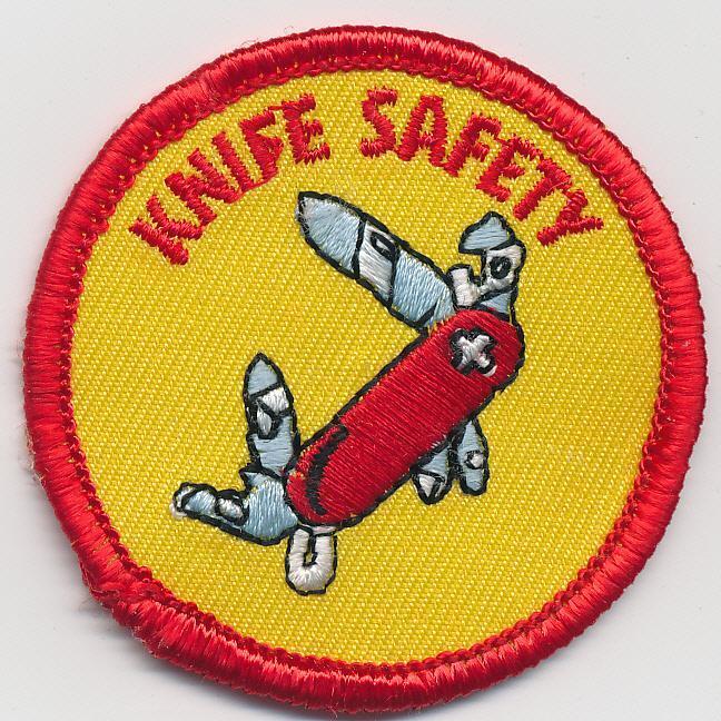 Girl Boy Cub KNIFE SAFETY Knives Skills Fun Patches Crests Badges SCOUTS GUIDE