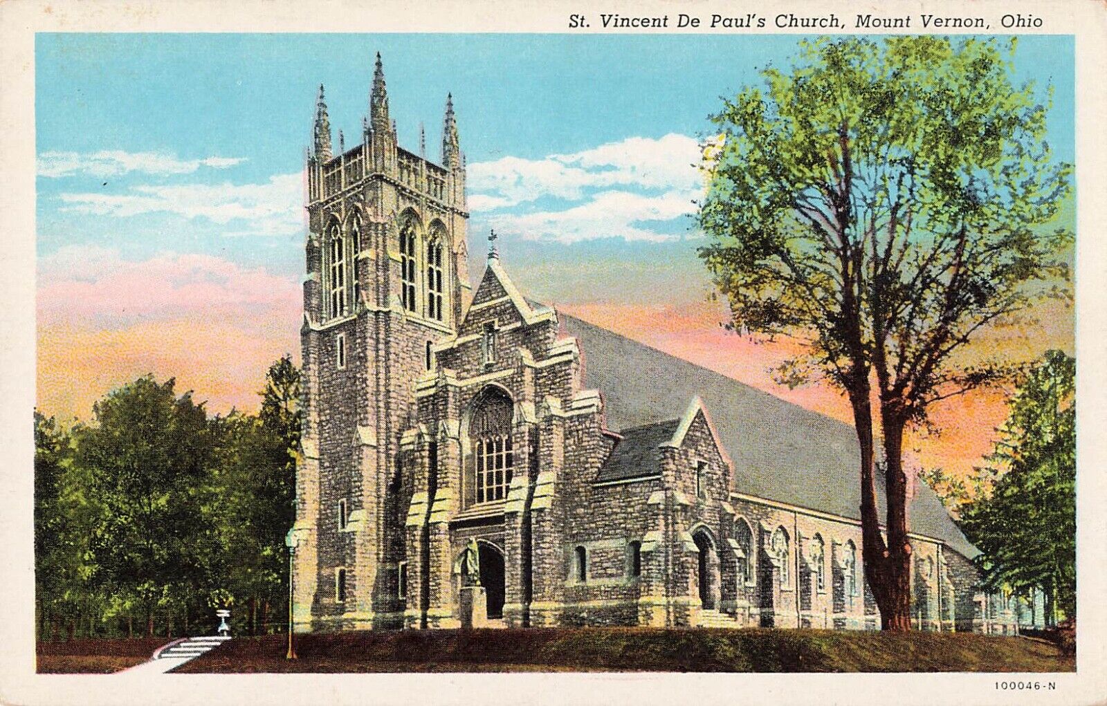 Mount Vernon, Ohio Postcard St. Vincent De Paul\'s Church c 1924       OH1