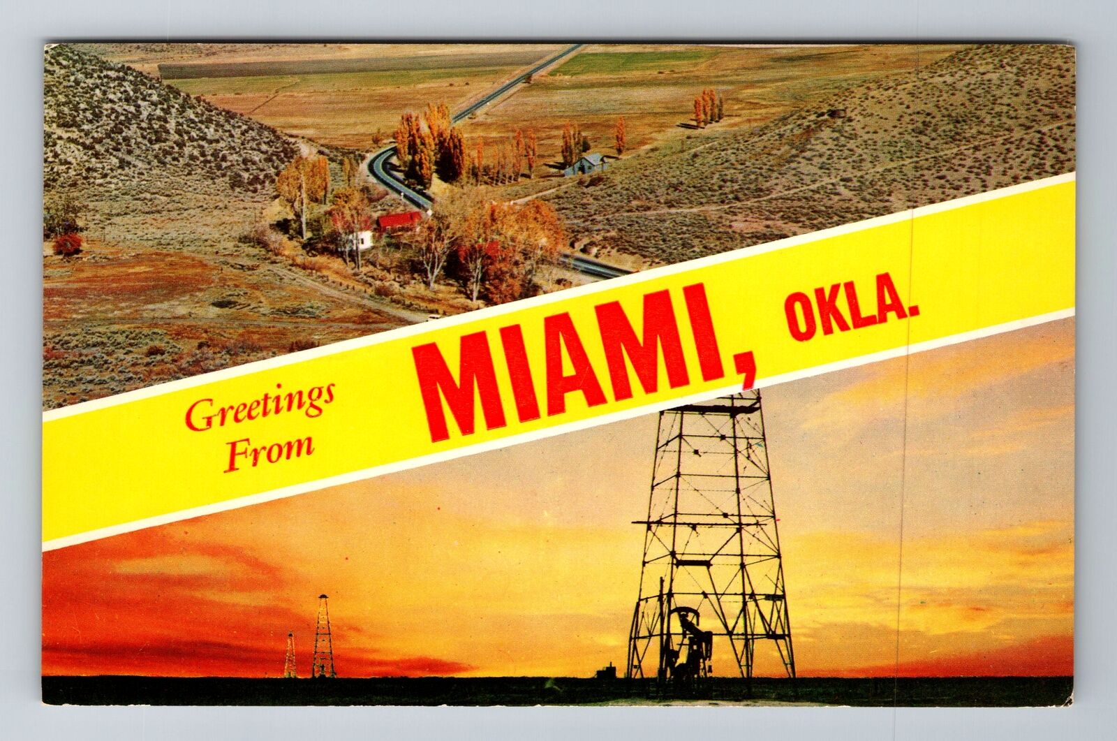 Miami OK-Oklahoma, Scenic Banner Greetings, Antique, Vintage Souvenir Postcard