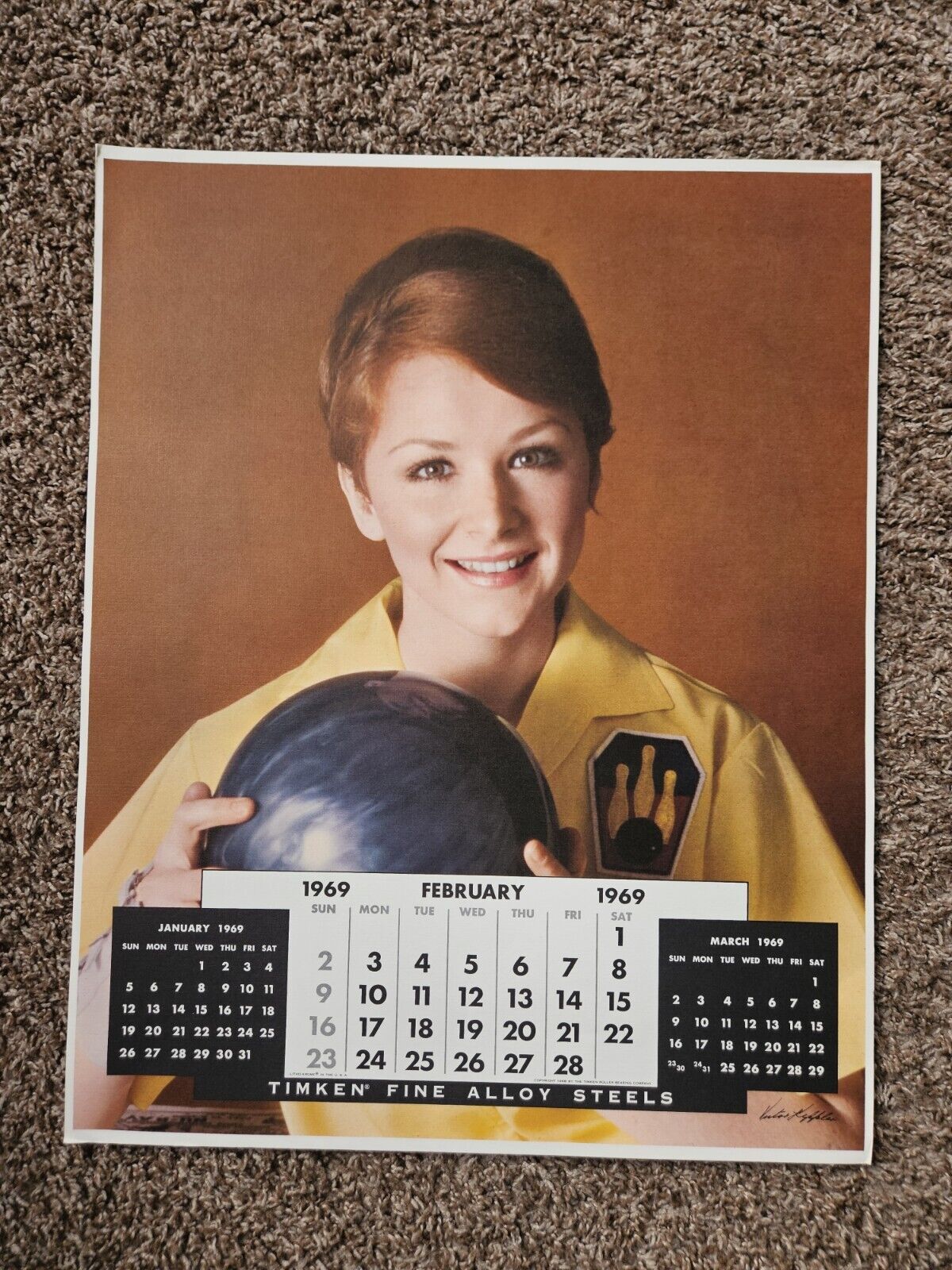 Vintage Timken Calendar February 1969
