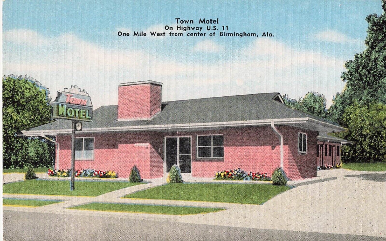 Town Motel 1950s MCM Birmingham Alabama AL Vintage 50s Linen Unused Postcard