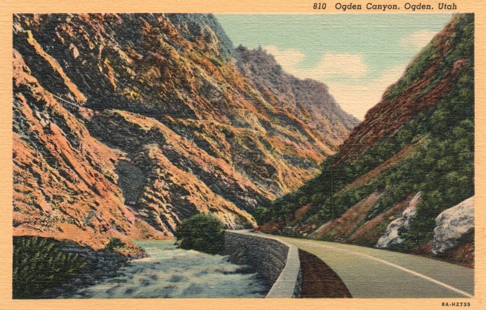 Postcard UT Ogden Canyon Utah Unposted 1938 Linen Antique Vintage PC H339