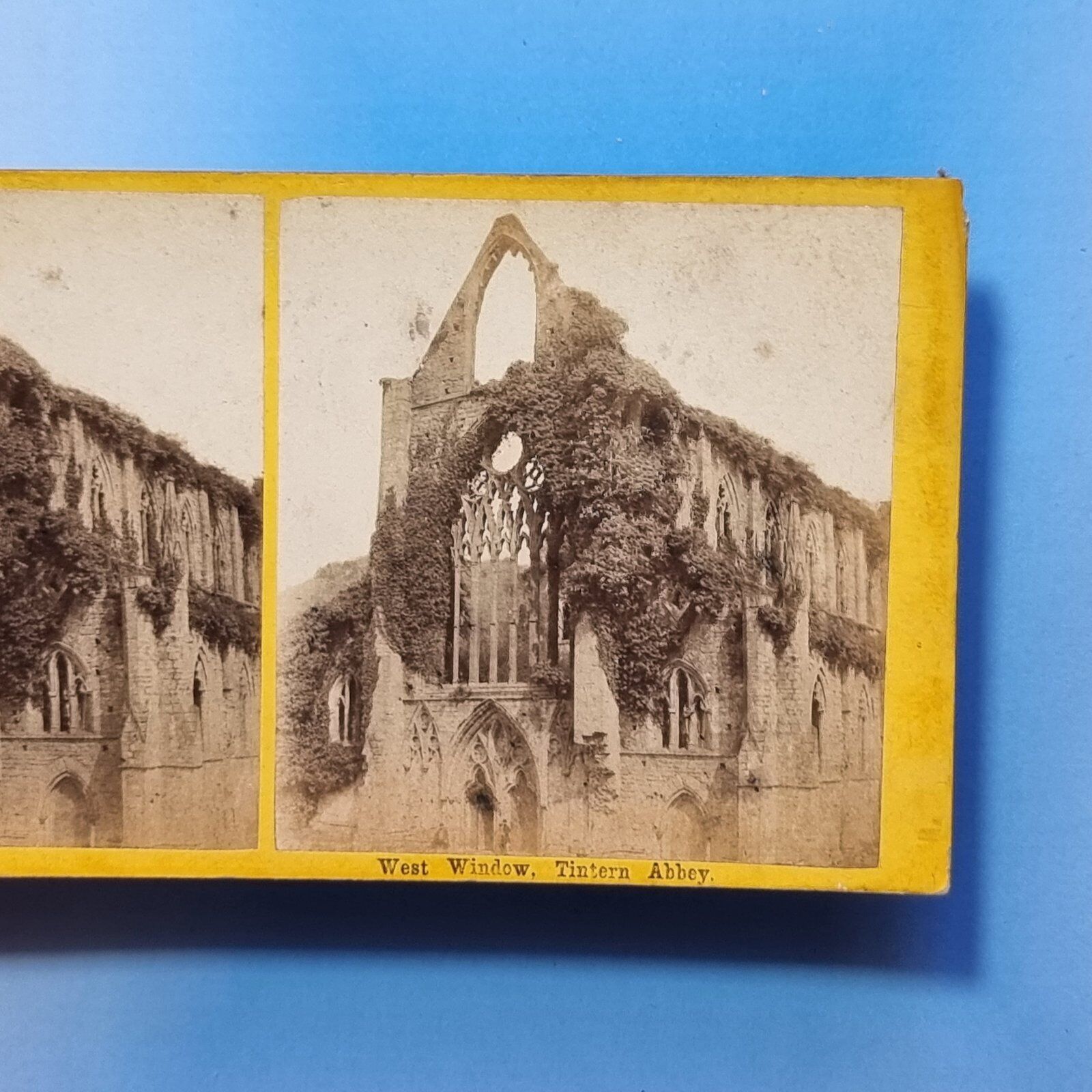 Chepstow Stereoview 3D C1870 Real Photo Tintern Abbey View of West Windows Wales