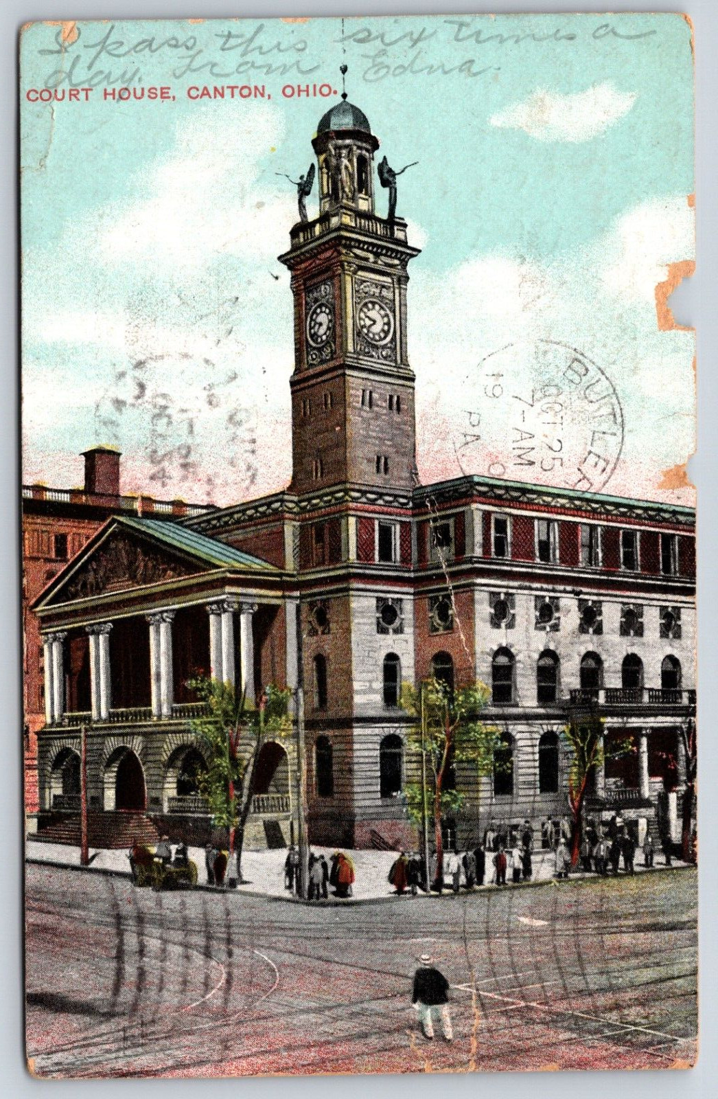 1907 Court House Canton Ohio Postcard P7F