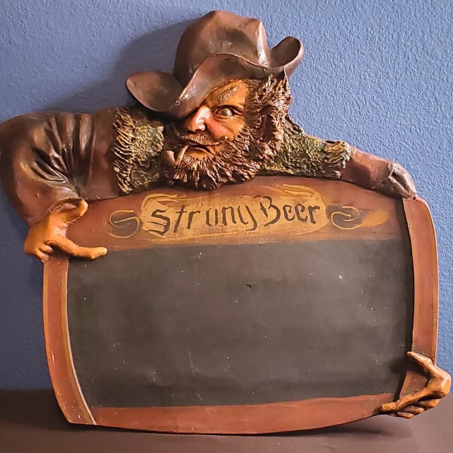 Rare Vintage STRONG BEER Hand Carved Wooden Bar Pub Sign Blackboard 24x25.5