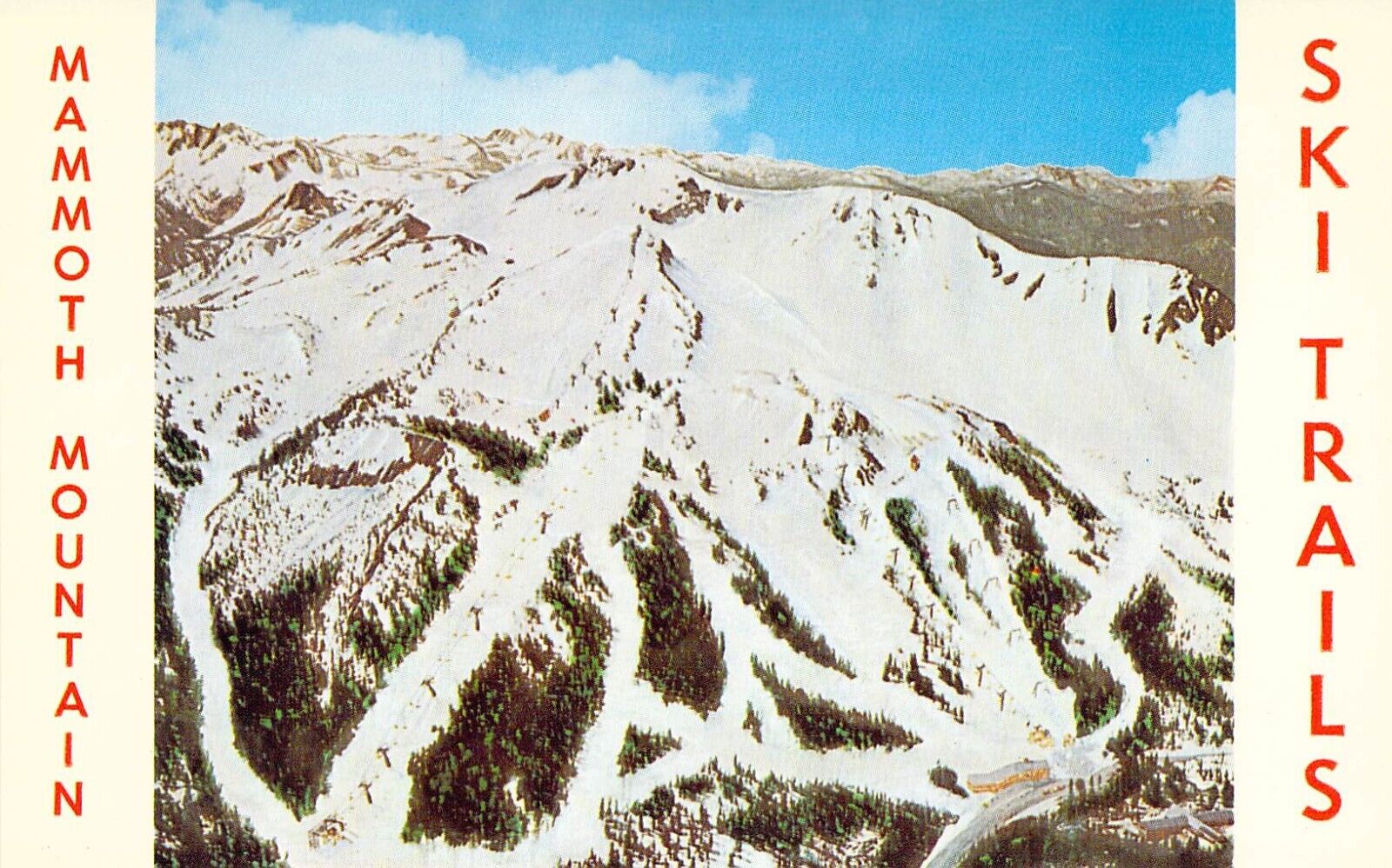 1961 Ca Mammoth Mountain Ski Trails Aerial View Mint postcard A78