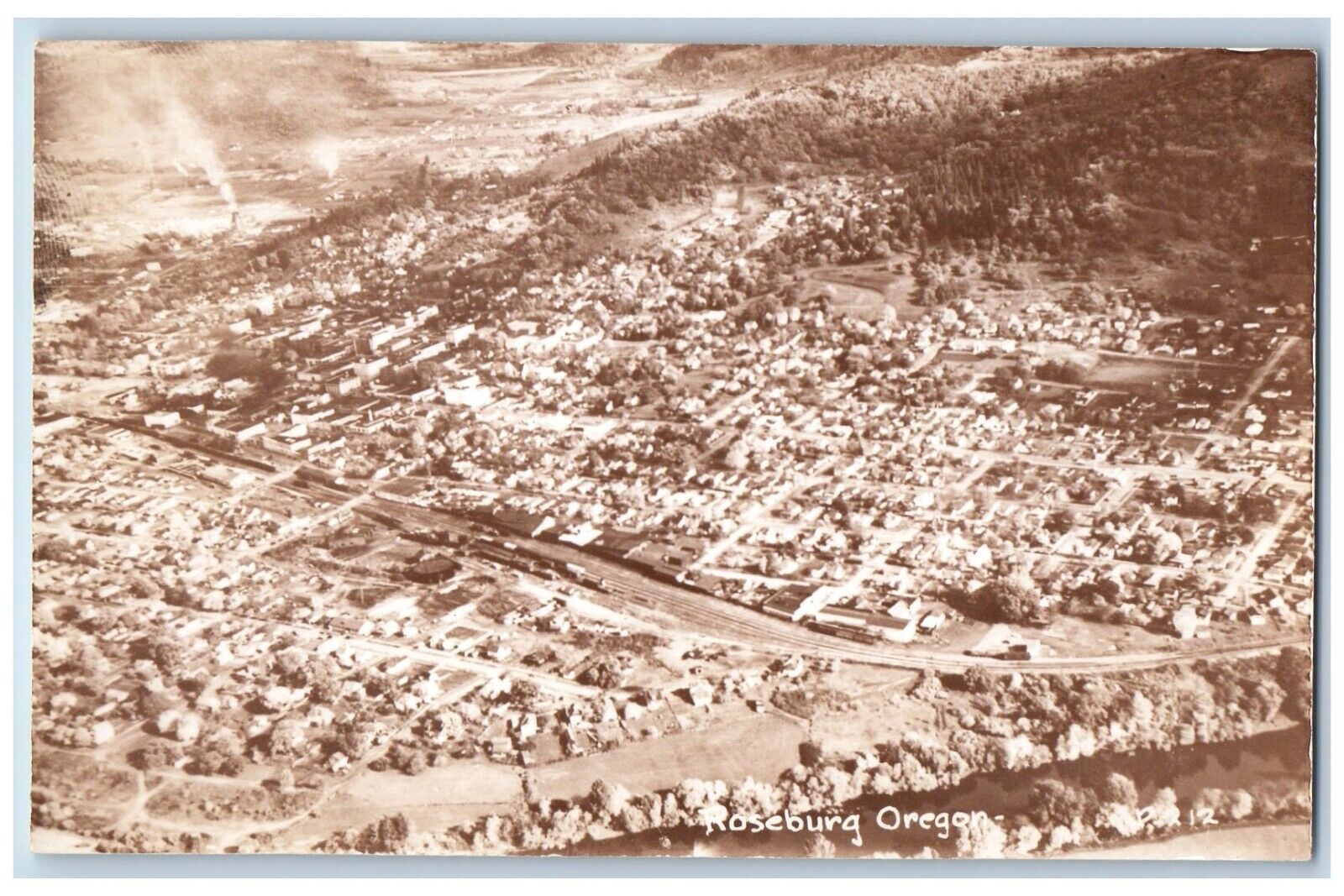 Roseburg Oregon OR Postcard RPPC Photo Aerial View c1910's Unposted Antique