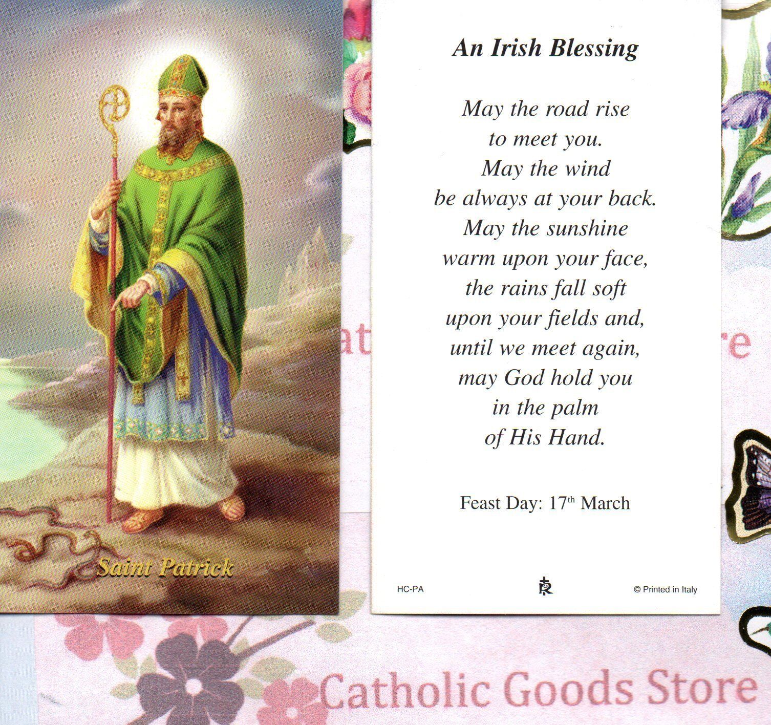 St. Saint. Patrick with An Irish Blessing - Paperstock Holy Card