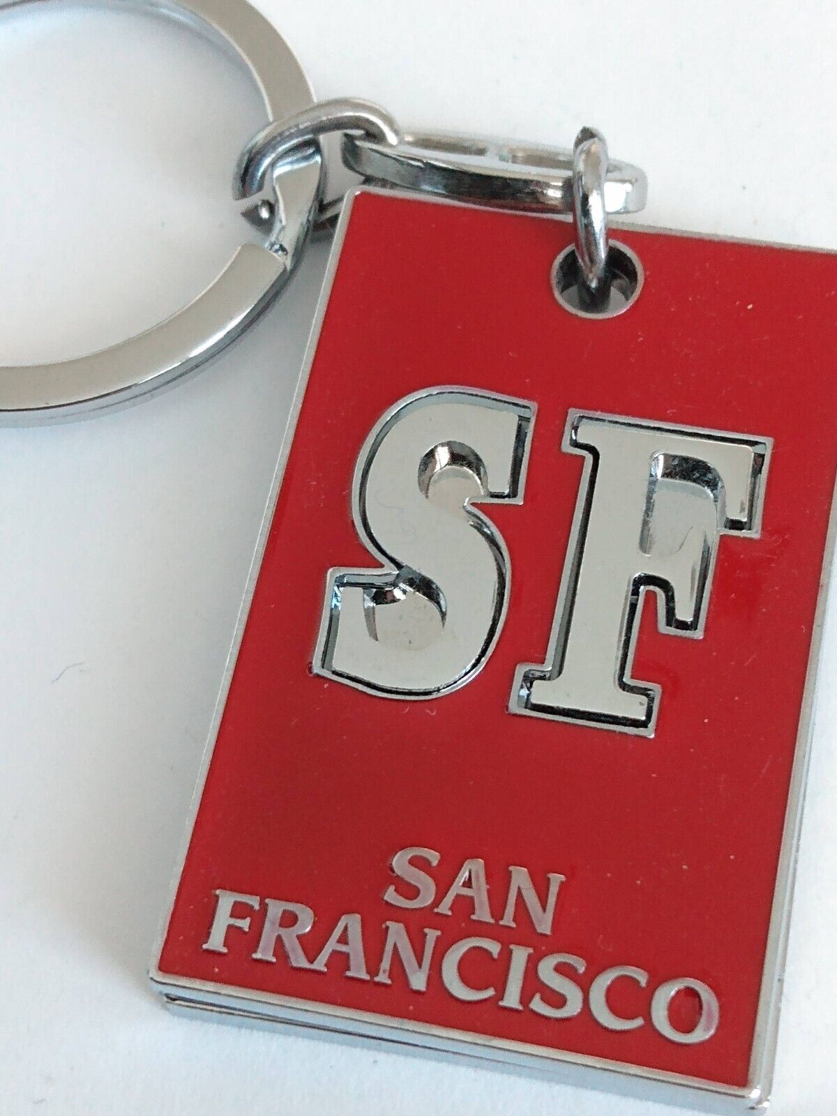 SF San Francisco Red Silvertone Souvenir Keyring