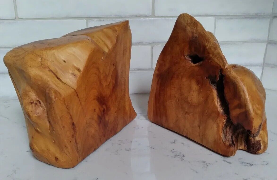 Rustic Wooden Bookends Chinese Fir Natural 